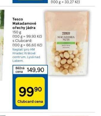 Tesco Tesco makadamové ořechy jádra nabídka