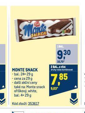 Makro Monte snack nabídka