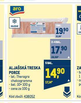 Makro Aljašská treska porce nabídka