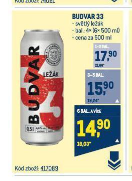Makro Pivo budvar 33 nabídka