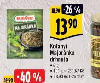 Albert Kotányi majoránka drhnutá nabídka