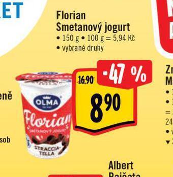 Albert Florian smetanový jogurt nabídka