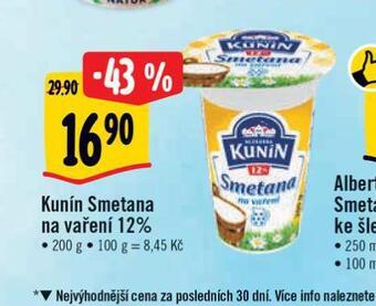 Albert Kunín smetana na vaření nabídka