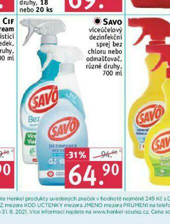 Rossmann Savo víceúčelový dezinfekční sprej nabídka