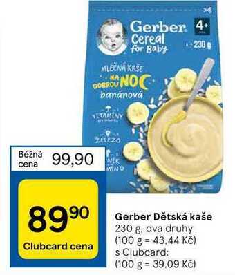 Tesco Gerber dětská kaše 230 g nabídka