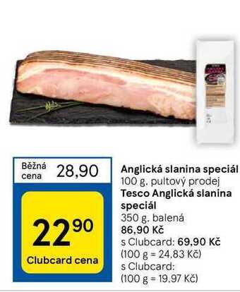 Tesco Anglická slanina speciál 100 g nabídka