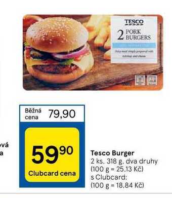 Tesco Tesco burger 2 ks. 318 g nabídka