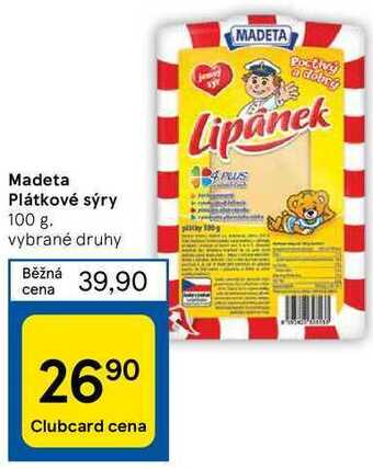 Tesco Madeta plátkové sýry 100 g nabídka