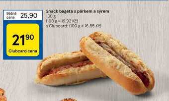 Tesco Snack bageta s párkem a sýrem 130 g nabídka