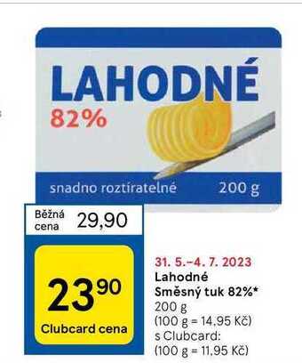 Tesco Lahodné směsný tuk 82%* 200 g nabídka
