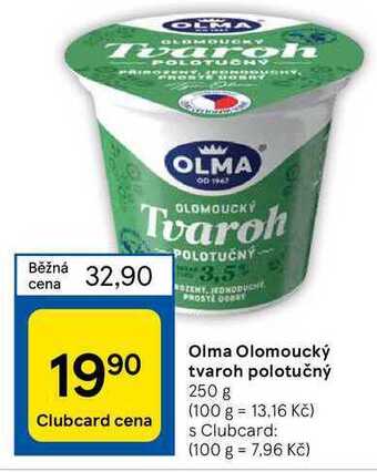 Tesco Olma olomoucký tvaroh polotučný 250 g nabídka