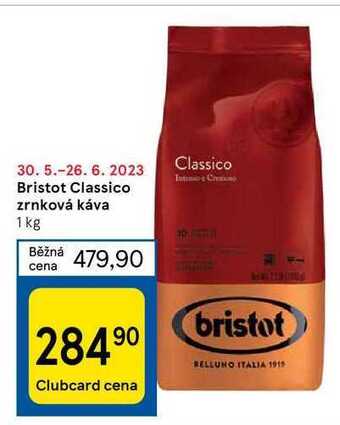 Tesco Bristot classico zrnková káva 1 kg nabídka