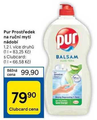 Tesco Pur prostředek na ruční mytí nádobí 1.2 l nabídka