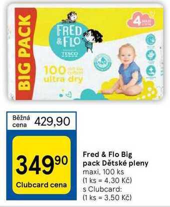 Tesco Fred & flo big pack dětské pleny maxi, 100 ks nabídka