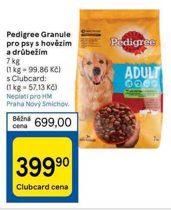Tesco Pedigree granule pro psy s hovězím a drůbežím 7 kg nabídka