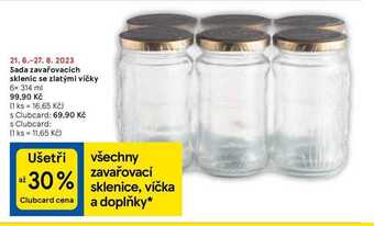 Tesco Sada zavařovacích sklenic se zlatými víčky 6 x 314 ml nabídka
