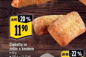 Albert Ciabatta se zelím a kmínem • 90 g nabídka