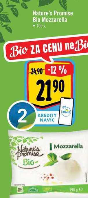 Albert Nature's promise bio mozzarella • 100 g nabídka
