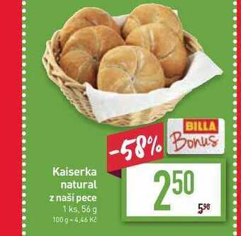 Billa Kaiserka natural z naší pece 1 ks, 56 g nabídka