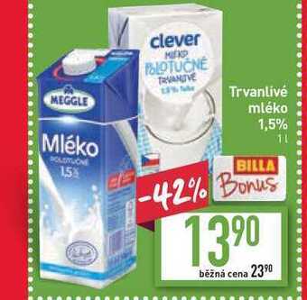 Billa Trvanlivé mléko 1,5% 1l nabídka