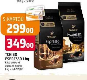 Trefa Tchibo espresso 1000g, vybrané druhy nabídka
