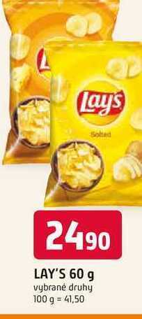 Trefa Lay's chips 60g, vybrané druhy nabídka