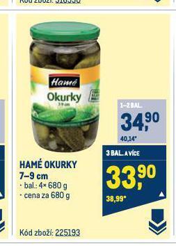 Makro Hamé okurky nabídka