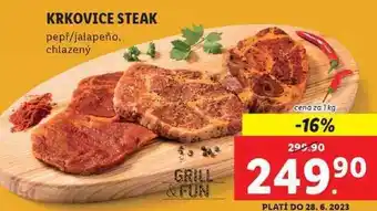 Lidl Krkovice steak, cena za 1 kg nabídka