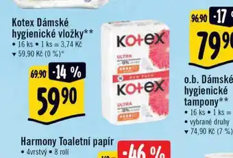Albert Kotex dámské hygienické vložky nabídka