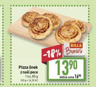 Billa Pizza šnek nabídka