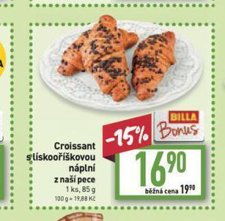 Billa Croissant s lískooříškovou náplní nabídka