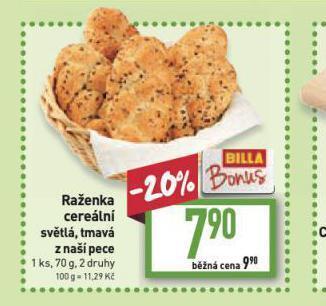 Billa Raženka cereální nabídka