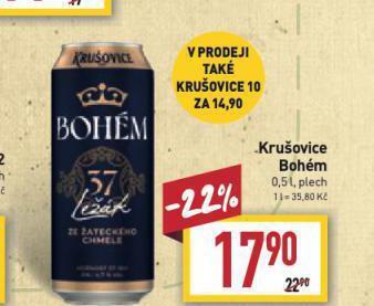 Billa Pivo krušovice bohém nabídka
