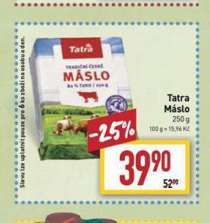Billa Tatra máslo nabídka