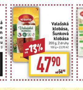 Billa Valašská klobása nabídka