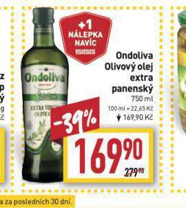 Billa Ondoliva extra virgin olivový olej nabídka