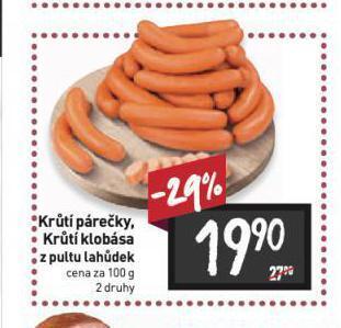 Billa Krůtí klobása nabídka