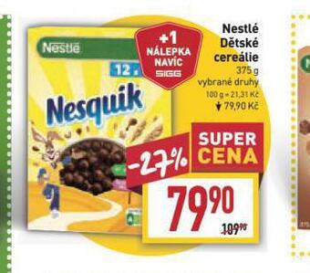 Billa Nestlé dětské cereálie nabídka
