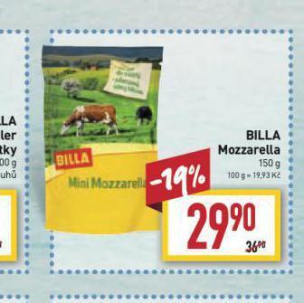 Billa Mozzarella sýr nabídka