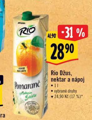 Albert Rio džus, nektar a nápoj nabídka