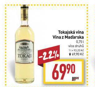 Billa Tokajská vína nabídka