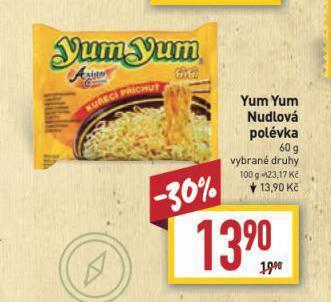Billa Yum yum instantní nudlová polévka nabídka