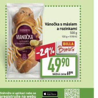 Billa Vánočka s máslem a rozinkami nabídka