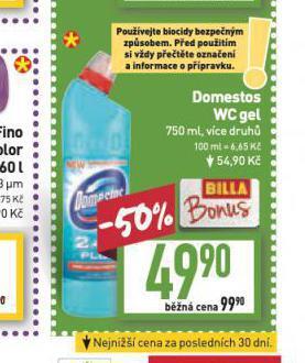 Billa Domestos wc gel nabídka