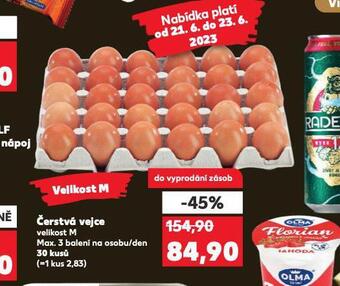 Kaufland Čerstvá vejce m 30 ks nabídka