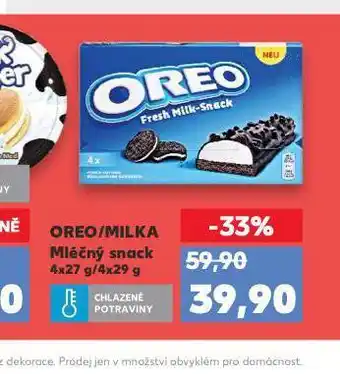 Kaufland Oreo / milka mléčný snack nabídka