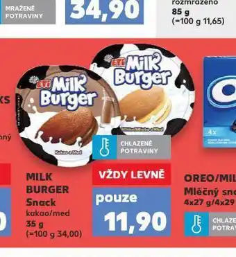Kaufland Milk burger snack nabídka
