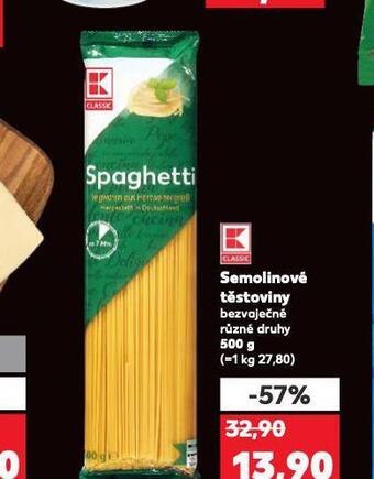 Kaufland Semolinové těstoviny nabídka