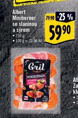 Albert Miniberner se sýrem a slaninou nabídka