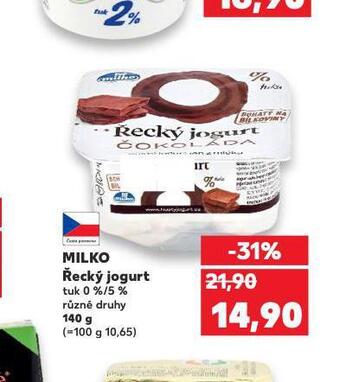 Kaufland Milko řecký jogurt nabídka